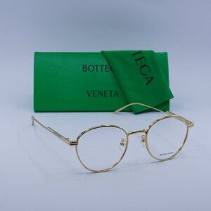 Bottega Veneta BV1016OA 002 Round Eyeglasses – Gold 50mm